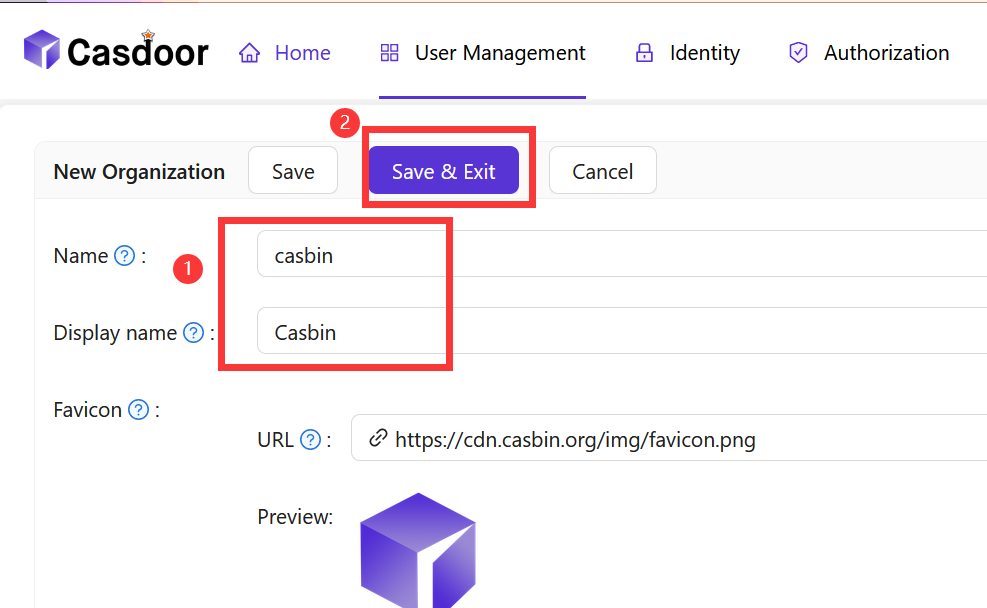 Casdoor-organizations-form-filling