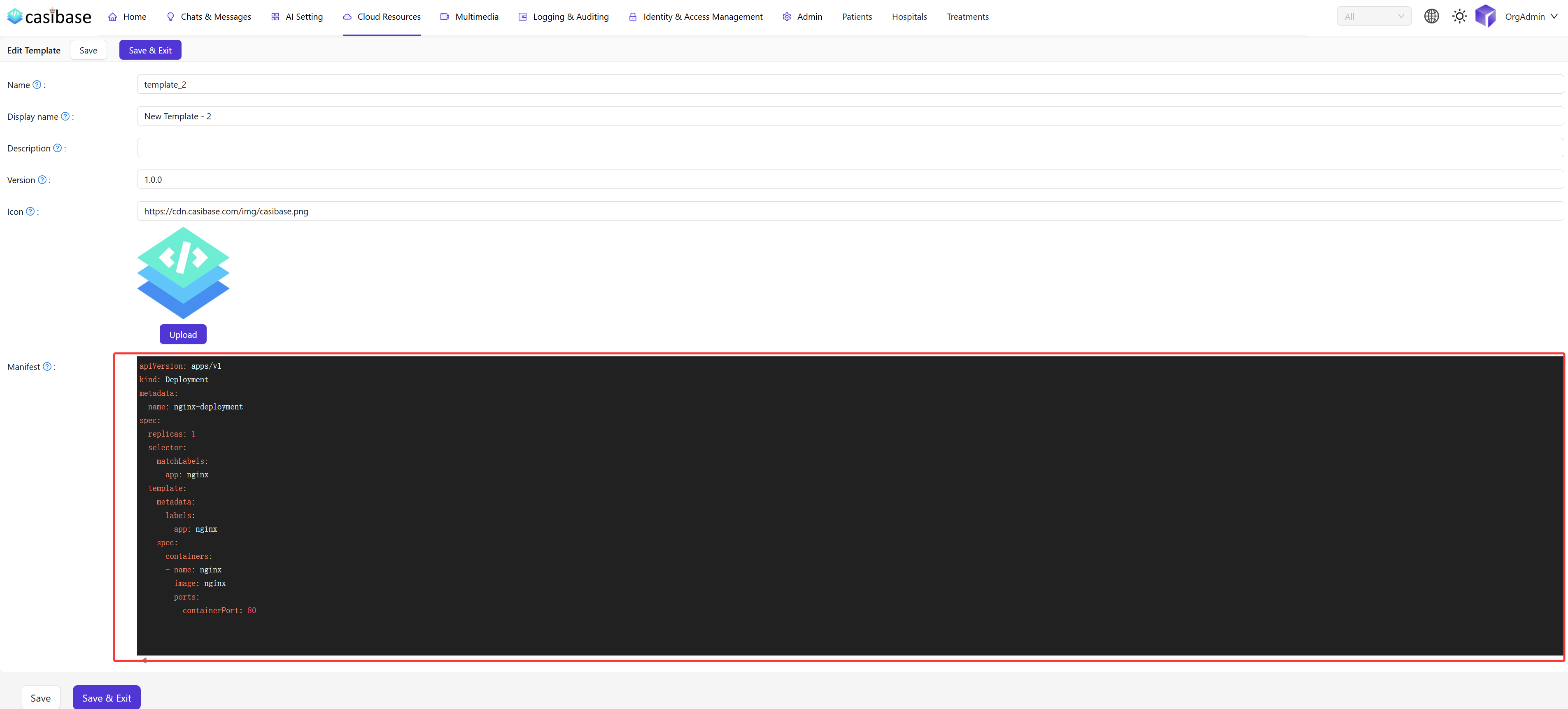 Create a New Template Form